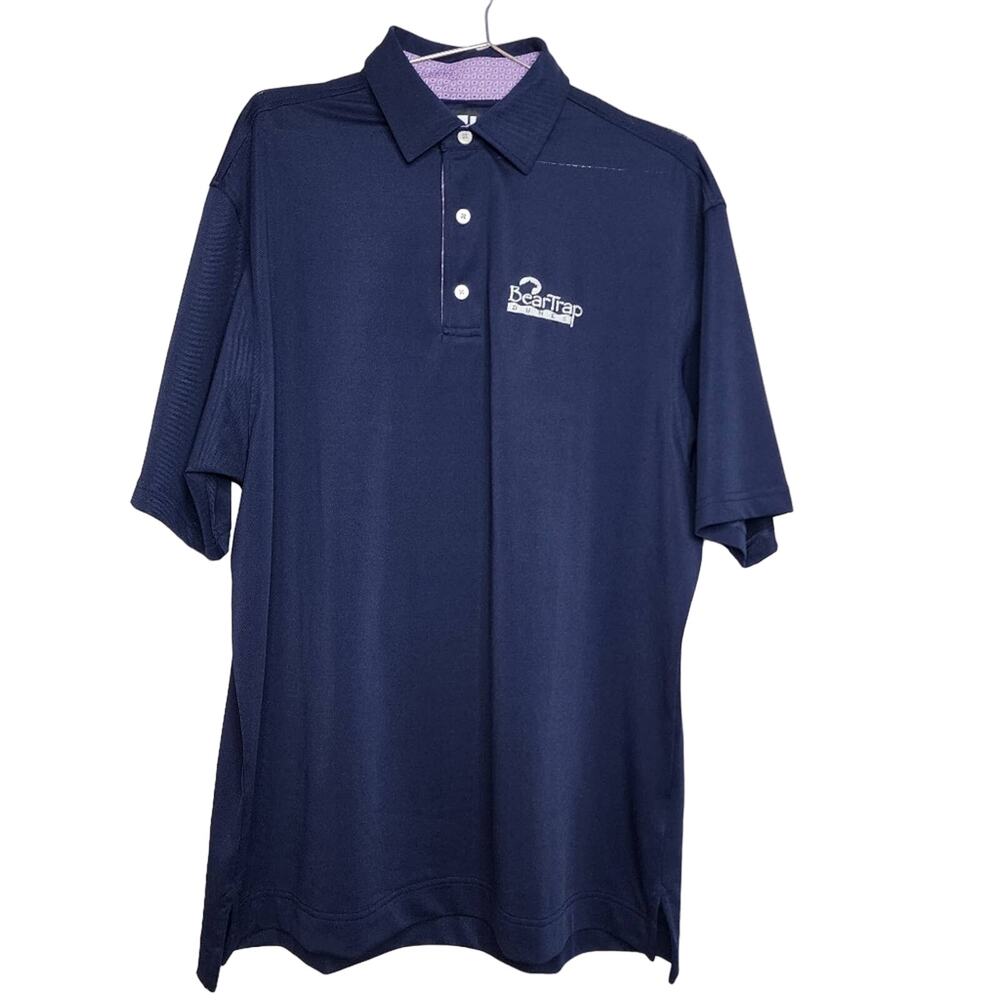 FootJoy Navy With Purple Golf Polo Size XL BearTrap Dunes Embroidery